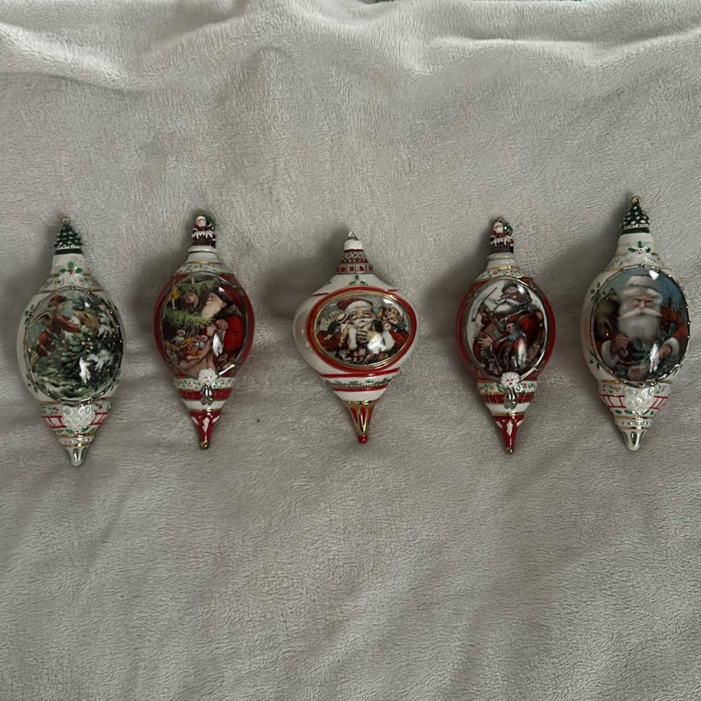 Bradford Exchange Santa Millennial Heirloom Porcelain Ornament Set of 5